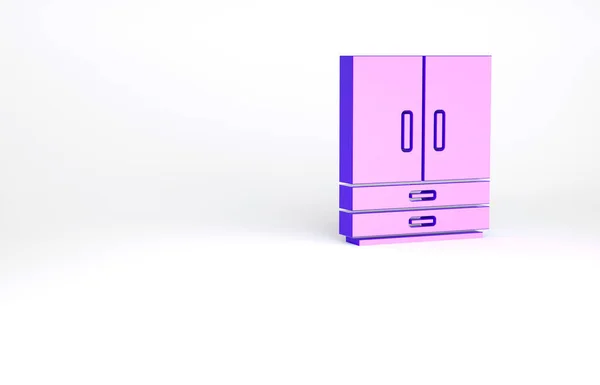 Icono Armario Púrpura Aislado Sobre Fondo Blanco Concepto Minimalista Ilustración —  Fotos de Stock