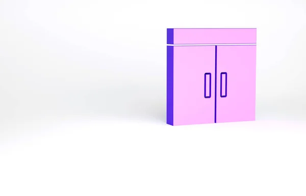 Фиолетовый Шкаф Значок Изолирован Белом Фоне Концепция Минимализма Рендеринг — стоковое фото