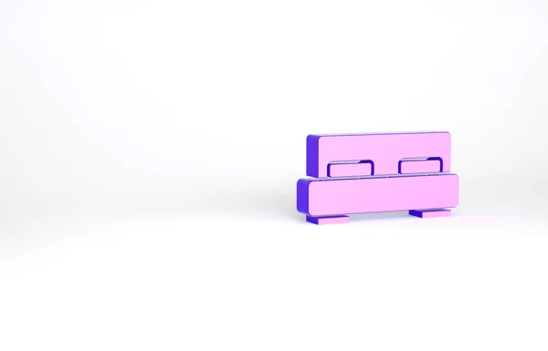 紫色大床上的两个或一个人图标孤立的白色背景 最低纲领的概念 3D渲染3D插图 — 图库照片