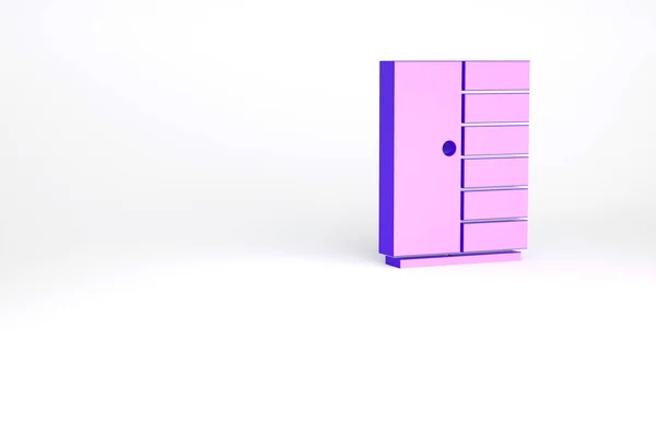 Purple Wardrobe Icon Isolated White Background Minimalism Concept Illustration Render — Stock Photo, Image