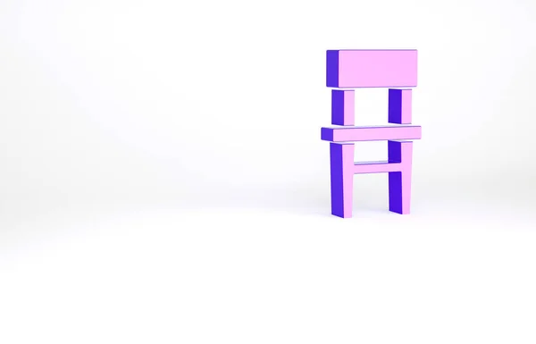紫色椅子图标孤立在白色背景 最低纲领的概念 3D渲染3D插图 — 图库照片