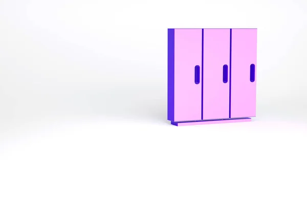 白い背景に紫色のワードローブアイコンが隔離されています 最小限の概念 3Dイラスト3Dレンダリング — ストック写真