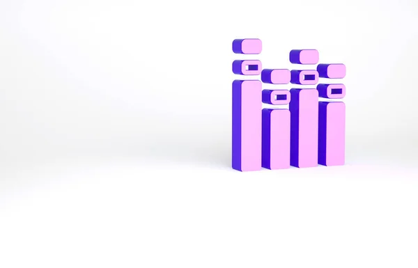白の背景に隔離された紫の音楽イコンイコライザー 音波だ オーディオデジタルイコライザー技術 コンソールパネル パルス音楽 最小限の概念 3Dイラスト3Dレンダリング — ストック写真