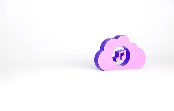 Пурпурна Піктограма Потокового Сервісу Музики Ізольована Білому Тлі Звукові Хмарні — стокове фото
