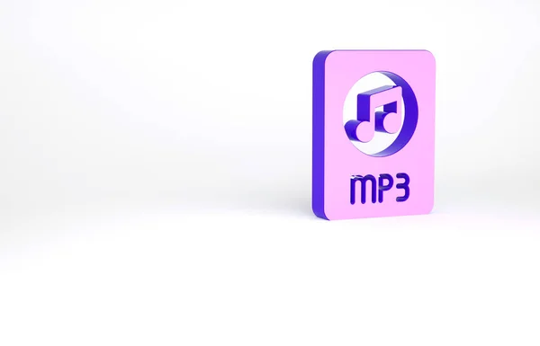 紫色Mp3文件 下载在白色背景上隔离的Mp3按钮图标 Mp3音乐格式标志 Mp3文件符号 最低纲领的概念 3D渲染3D插图 — 图库照片