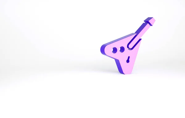 紫色电低音吉他图标孤立在白色背景 最低纲领的概念 3D渲染3D插图 — 图库照片
