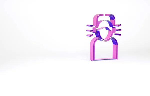 戴耳机的紫色男子图标在白色背景上被隔离 最低纲领的概念 3D渲染3D插图 — 图库照片