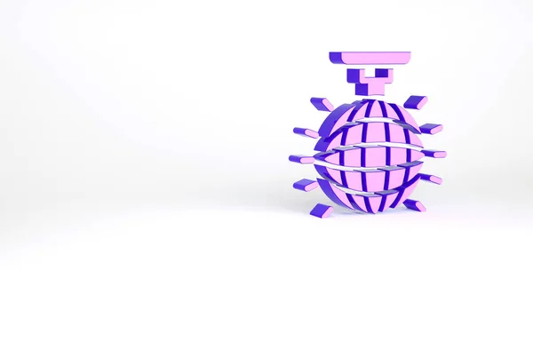 Icono Bola Disco Púrpura Aislado Sobre Fondo Blanco Concepto Minimalista — Foto de Stock