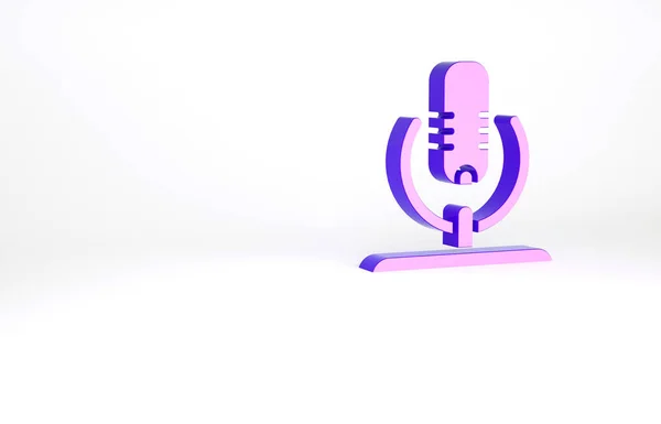 Purple Microphone Icon Isolated White Background Air Radio Mic Microphone — Stock Photo, Image