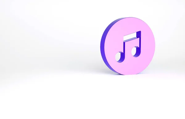 紫色的音乐音符 色调图标孤立在白色背景上 最低纲领的概念 3D渲染3D插图 — 图库照片
