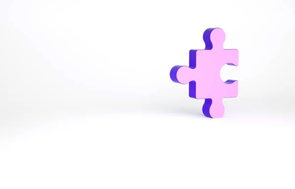 白の背景に隔離されたパズルアイコンの紫のピース ビジネス マーケティング レイアウト インフォグラフィック インターネットの概念 最小限の概念 3Dイラスト3Dレンダリング — ストック写真