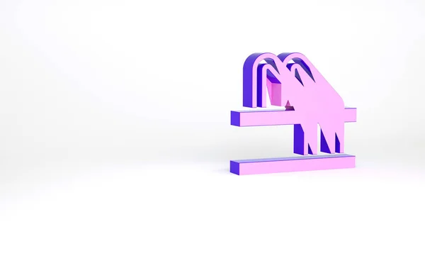 紫色自行车泊车图标隔离在白色背景 最低纲领的概念 3D渲染3D插图 — 图库照片
