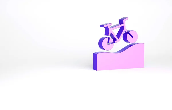 Icono Bicicleta Montaña Púrpura Aislado Sobre Fondo Blanco Carrera Bicicletas — Foto de Stock