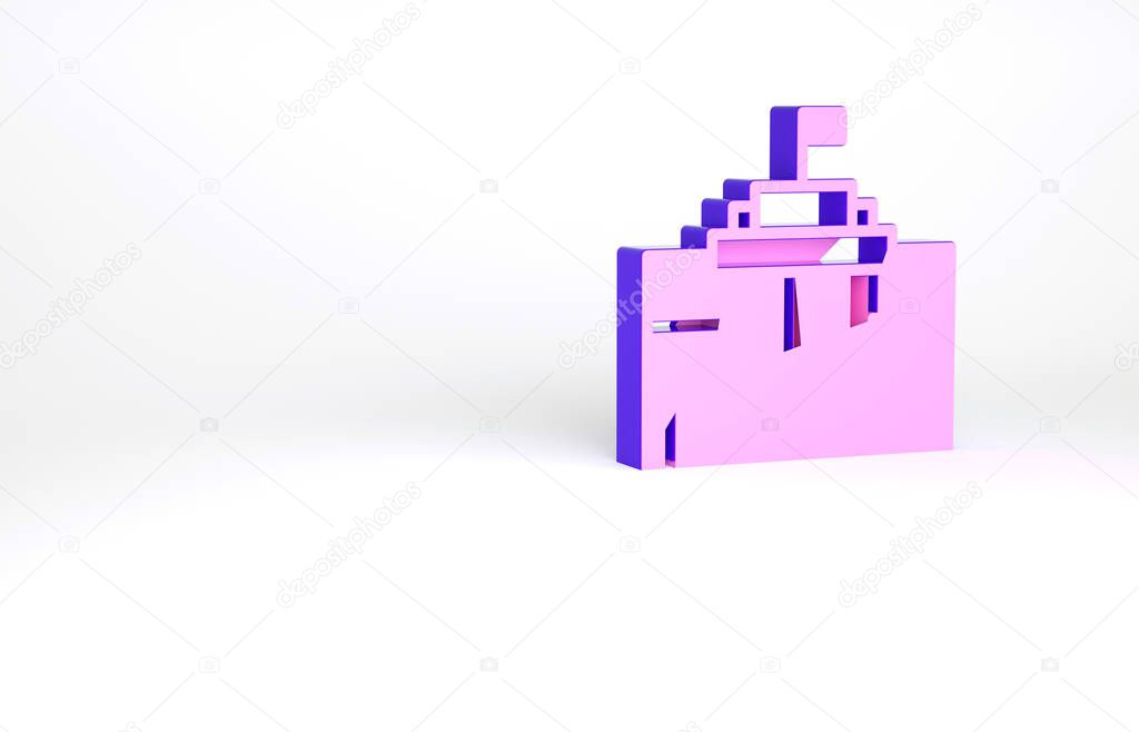 Purple Prado museum icon isolated on white background. Madrid, Spain. Minimalism concept. 3d illustration 3D render.