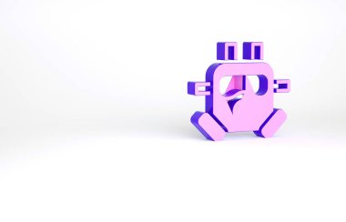 Mor Gaz maskesi simgesi beyaz arkaplanda izole edildi. Solunum cihazı işareti. Minimalizm kavramı. 3d illüstrasyon 3B canlandırma.