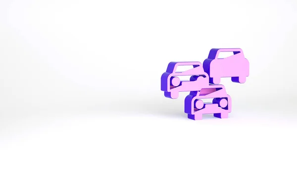 白い背景に隔離された道路アイコン上の紫色の交通渋滞 道路輸送だ 最小限の概念 3Dイラスト3Dレンダリング — ストック写真