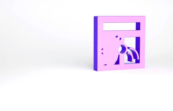 紫色断窗图标隔离在白色背景上 被损坏的窗户 打败窗玻璃的概念 Vandalism 最低纲领的概念 3D渲染3D插图 — 图库照片