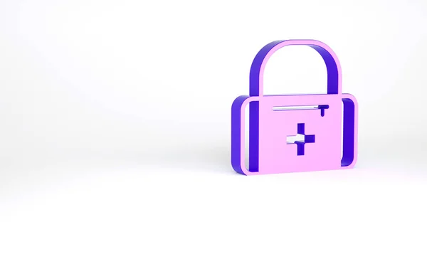Purple First Aid Kit Icon Isolated White Background Medical Box — Stock Photo, Image