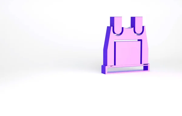 紫色防弹背心 用于保护白色背景下孤立的子弹图标 护身符军服 最低纲领的概念 3D渲染3D插图 — 图库照片