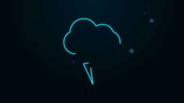 Parlayan neon hattı Storm simgesi siyah arkaplanda izole edildi. Bulut ve şimşek işareti. Fırtınanın hava durumu ikonu. 4K Video hareketli grafik canlandırması