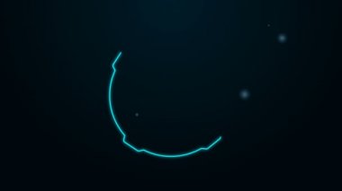 Parlayan neon hattı Ay simgesi siyah arkaplanda izole edildi. 4K Video hareketli grafik canlandırması