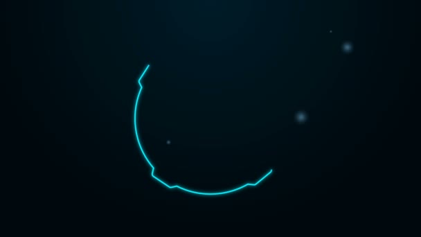 Icona luminosa al neon linea Luna isolata su sfondo nero. Animazione grafica 4K Video motion — Video Stock