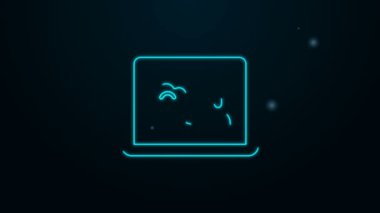 Parlayan neon hattı hava tahmini simgesi siyah arkaplanda izole edildi. 4K Video hareketli grafik canlandırması