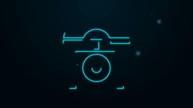 Parlayan neon hattı telefon ikonu siyah arkaplanda izole edildi. Sabit telefon. 4K Video hareketli grafik canlandırması