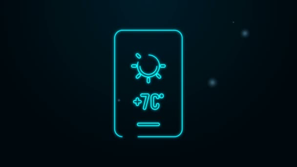 Glowing neon line Weather forecast icon isolated on black background. 4K Video motion graphic animation — Stock Video