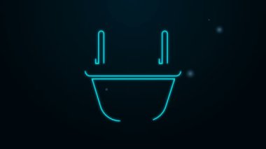 Parlayan neon hattı alışveriş sepeti simgesi siyah arkaplanda izole edildi. Yiyecek dükkanı, süpermarket. 4K Video hareketli grafik canlandırması