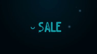 Siyah arkaplanda izole edilmiş satılık bir simgeyle parlayan neon çizgisi Price etiketi. Rozet fiyatına. Reklam etiketi indirimi. 4K Video hareketli grafik canlandırması