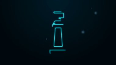 Parlayan neon çizgisi kremi ya da losyon kozmetik tüp ikonu siyah arkaplanda izole edilmiş. Erkekler için vücut bakım ürünleri. 4K Video hareketli grafik canlandırması