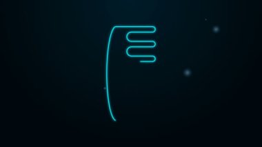 Parlayan neon çizgisi saç fırçası simgesi siyah arkaplanda izole edildi. Taraklı saç işareti. Berber sembolü. 4K Video hareketli grafik canlandırması