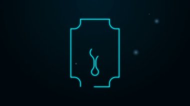 Parlayan neon çizgisi Blade jilet simgesi siyah arkaplanda izole edildi. 4K Video hareketli grafik canlandırması