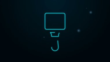 Parlayan neon çizgisi. El aynası simgesi siyah arkaplanda izole edilmiş. 4K Video hareketli grafik canlandırması