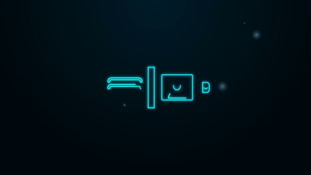 Linha de néon brilhante ícone da carteira isolado no fundo preto. Ícone da bolsa. Símbolo de poupança. Animação gráfica em movimento de vídeo 4K — Vídeo de Stock