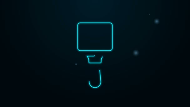 Glowing neon line Hand mirror icon isolated on black background. 4K Video motion graphic animation — Stock Video