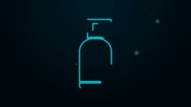 Parlayan neon çizgisi kremi ya da losyon kozmetik tüp ikonu siyah arkaplanda izole edilmiş. Erkekler için vücut bakım ürünleri. 4K Video hareketli grafik canlandırması