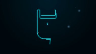 Siyah arka planda izole edilmiş erkek simgesi için parlak neon hattı elektrikli tıraş bıçağı. Elektrikli tıraş makinesi. 4K Video hareketli grafik canlandırması