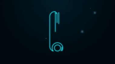 Siyah arka planda izole edilmiş saç simgesi için parlak neon çizgisi saç maşası. Saç düzleştirici ikonu. 4K Video hareketli grafik canlandırması