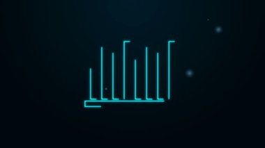 Parlayan neon hattı pasta grafiği bilgi simgesi siyah arkaplanda izole edildi. Diyagram çizelgesi. 4K Video hareketli grafik canlandırması