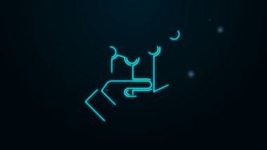 Parlayan neon hattı pasta grafiği bilgi simgesi siyah arkaplanda izole edildi. Diyagram çizelgesi. 4K Video hareketli grafik canlandırması