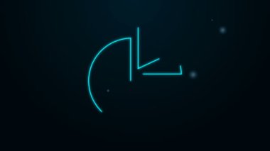 Parlayan neon hattı pasta grafiği bilgi simgesi siyah arkaplanda izole edildi. Diyagram çizelgesi. 4K Video hareketli grafik canlandırması