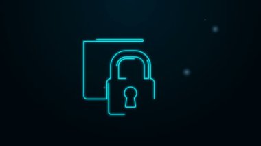 Parlak neon hattı HTTPS ile sitenizi emniyete alın, SSL simgesi siyah arkaplanda izole edildi. İnternet iletişim protokolü. 4K Video hareketli grafik canlandırması