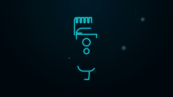 Linha de néon brilhante Cortador de cabelo elétrico ou ícone de barbeador isolado no fundo preto. Símbolo da barbearia. Animação gráfica em movimento de vídeo 4K — Vídeo de Stock