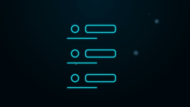 Glowing neon line Server, Data, Web Hosting icon isolated on black background. 4K 비디오 모션 그래픽 애니메이션 — 비디오