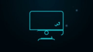 Siyah arkaplanda parola bildirim simgesiyle parlayan neon hattı monitörü. Güvenlik, kişisel erişim, kullanıcı yetkisi, giriş formu. 4K Video hareketli grafik canlandırması