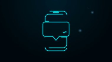 Parlayan neon hattı Mobil ve parola koruma simgesi siyah arkaplanda izole edildi. Güvenlik, güvenlik, kişisel erişim, kullanıcı izni, mahremiyet. 4K Video hareketli grafik canlandırması