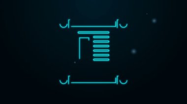 Parlayan neon çizgisi Kararname, kağıt, parşömen, parşömen simgesi siyah arkaplanda izole edilmiş. Çin parşömeni. 4K Video hareketli grafik canlandırması