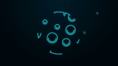 Parlayan neon hattı Ay simgesi siyah arkaplanda izole edildi. 4K Video hareketli grafik canlandırması